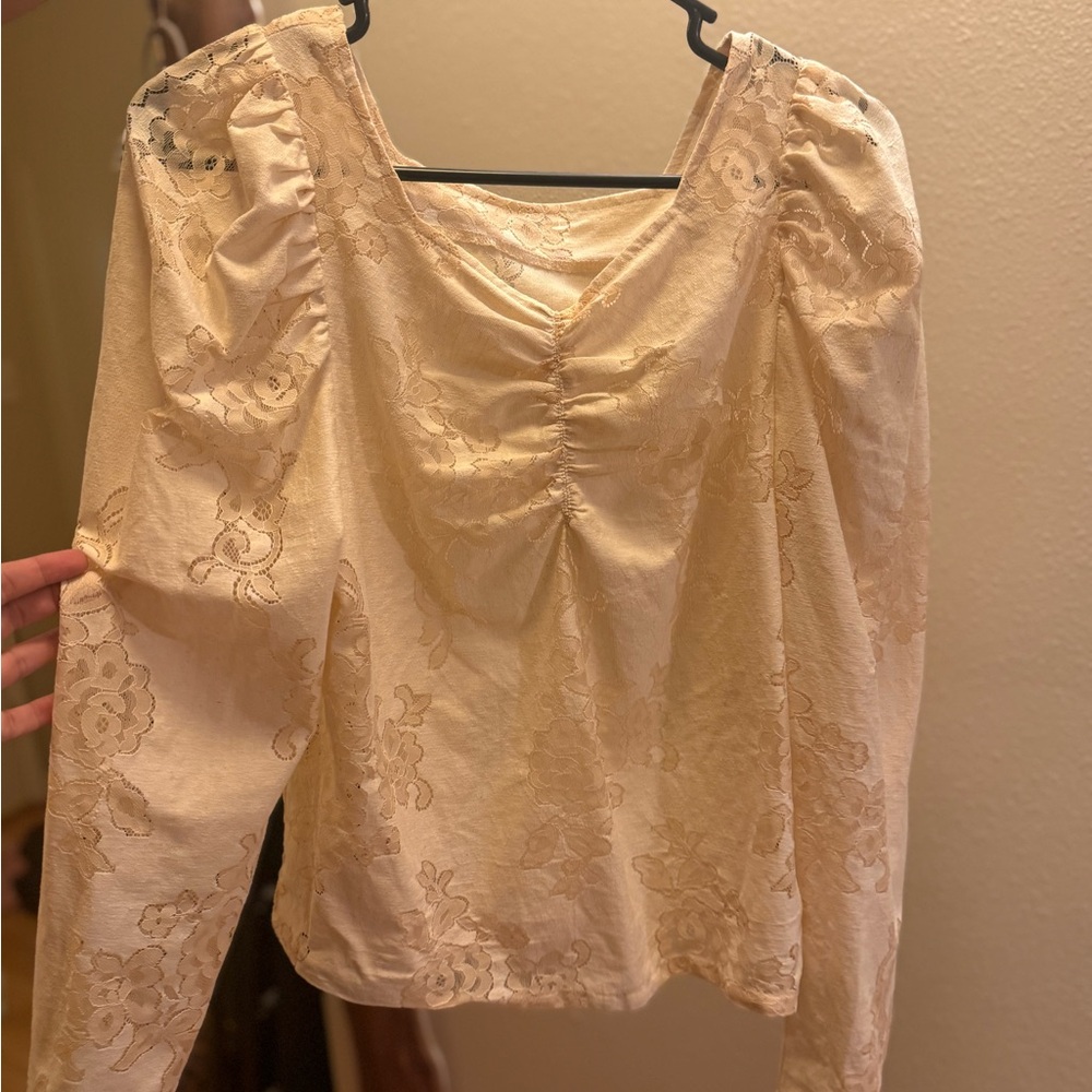 Elegant Cream Lace Women's Top